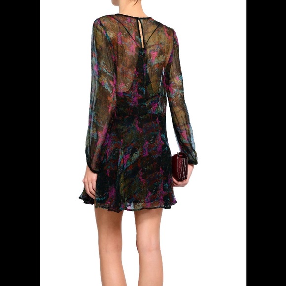 Ruffled Floral Printed Georgette Mini Dress - Picture 6 of 7